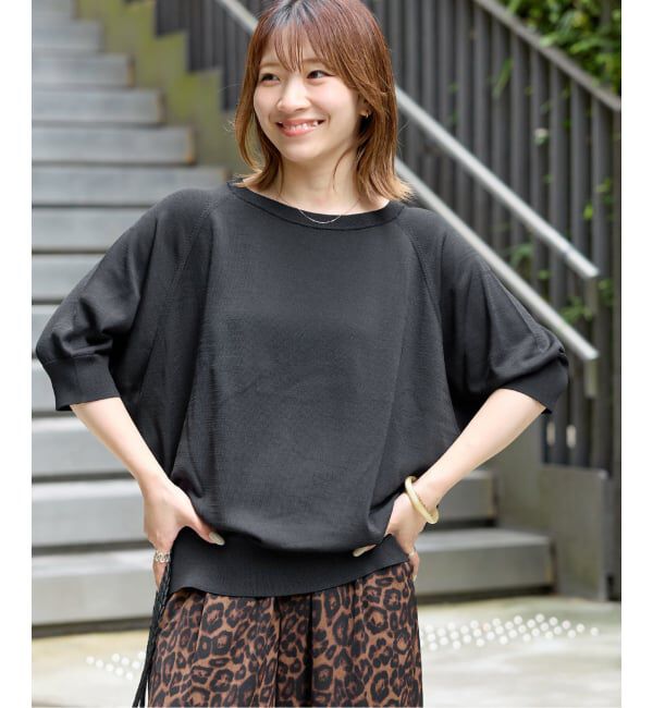 JOURNAL STANDARD relume「《追加3》接触冷感 / ウォッシャブルクールドルマンプルオーバー」|ニット・セーター|ブラック