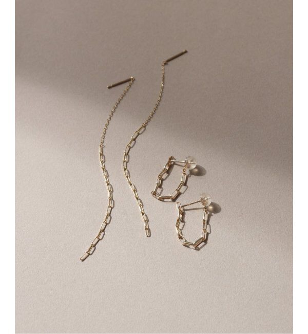 Lilas by Spick&Span「ペーパークリップチェーンロングピアス K10（両耳）」|ピアス|
