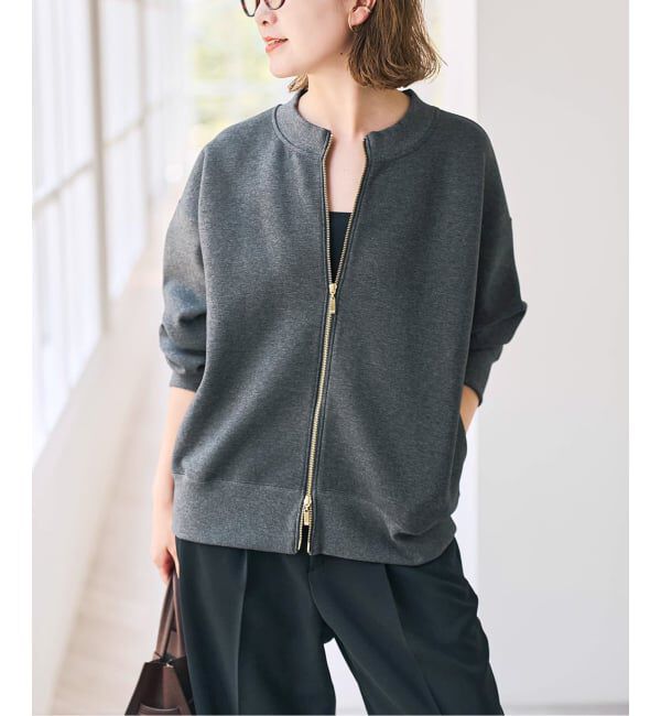 Spick and Span「《予約》ダンボールZIPカーディガン」|カーディガン|グレー