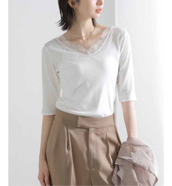  「【洗える】レース2WAYプルオーバー」|Tシャツ・カットソー|