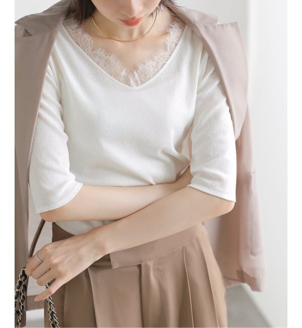  「【洗える】レース2WAYプルオーバー」|Tシャツ・カットソー|
