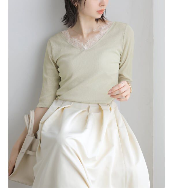  「【洗える】レース2WAYプルオーバー」|Tシャツ・カットソー|