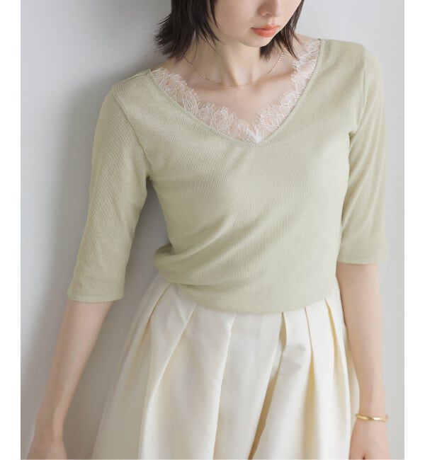  「【洗える】レース2WAYプルオーバー」|Tシャツ・カットソー|