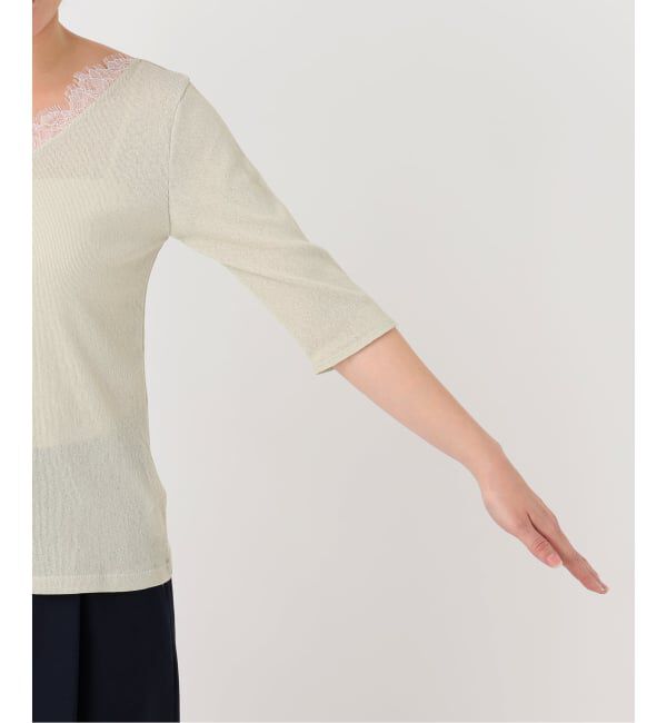  「【洗える】レース2WAYプルオーバー」|Tシャツ・カットソー|