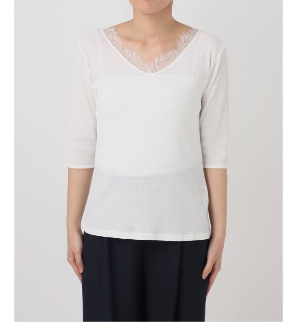  「【洗える】レース2WAYプルオーバー」|Tシャツ・カットソー|