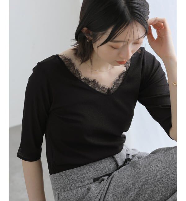  「【洗える】レース2WAYプルオーバー」|Tシャツ・カットソー|