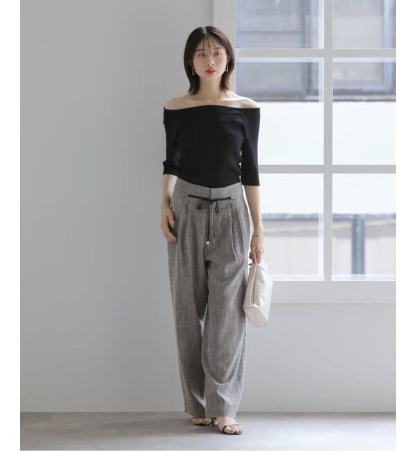  「《追加》【洗える】リボンワイドパンツ」|スラックス|