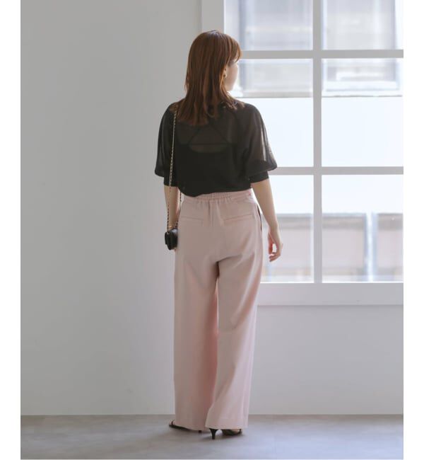  「《追加》【洗える】リボンワイドパンツ」|スラックス|