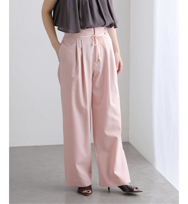  「《追加》【洗える】リボンワイドパンツ」|スラックス|