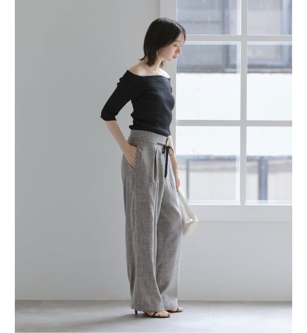 「《追加》【洗える】リボンワイドパンツ」|スラックス|