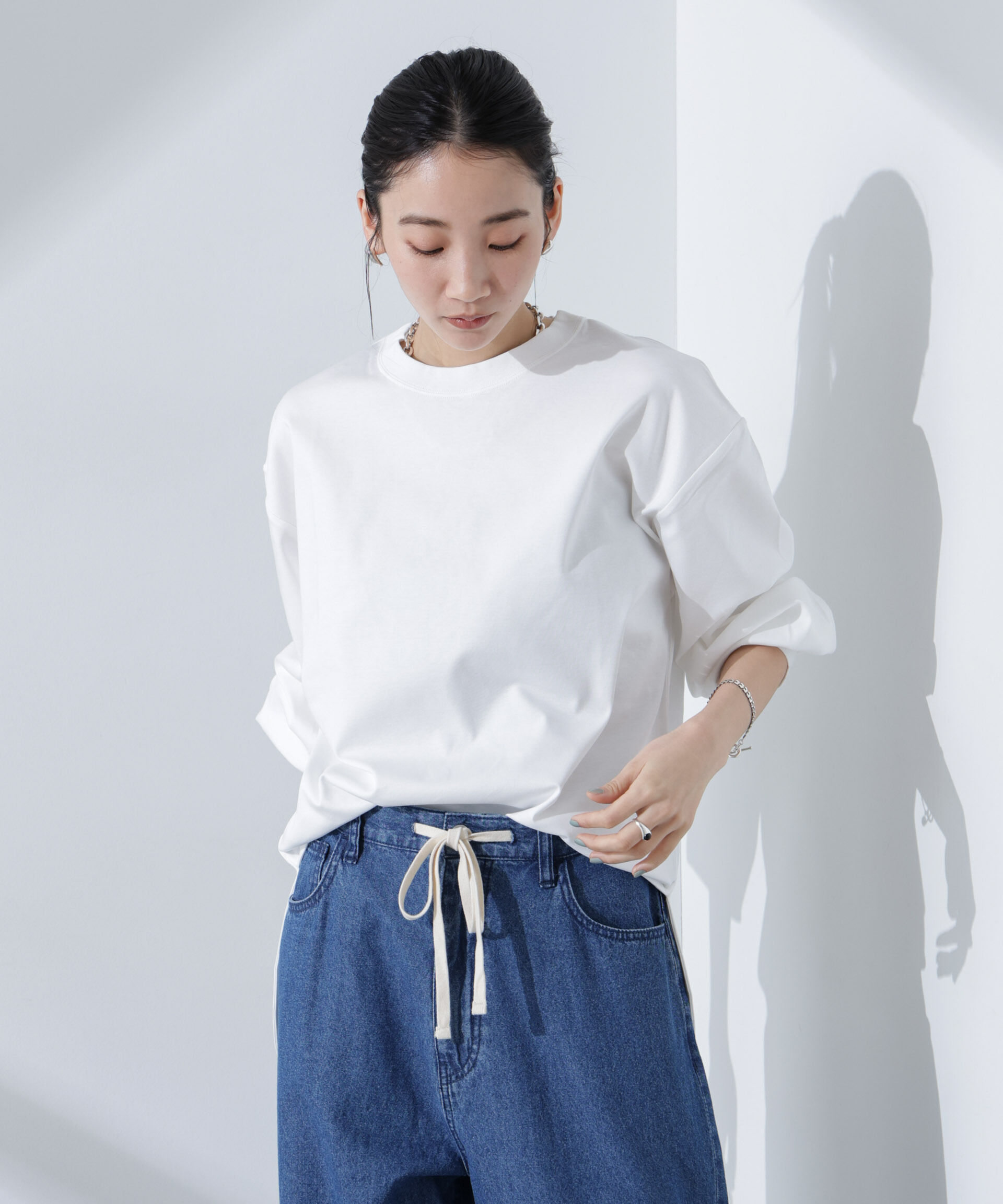 NANO universe「Anti SmellスムースシルケットロングスリーブTシャツ」|Tシャツ・カットソー|