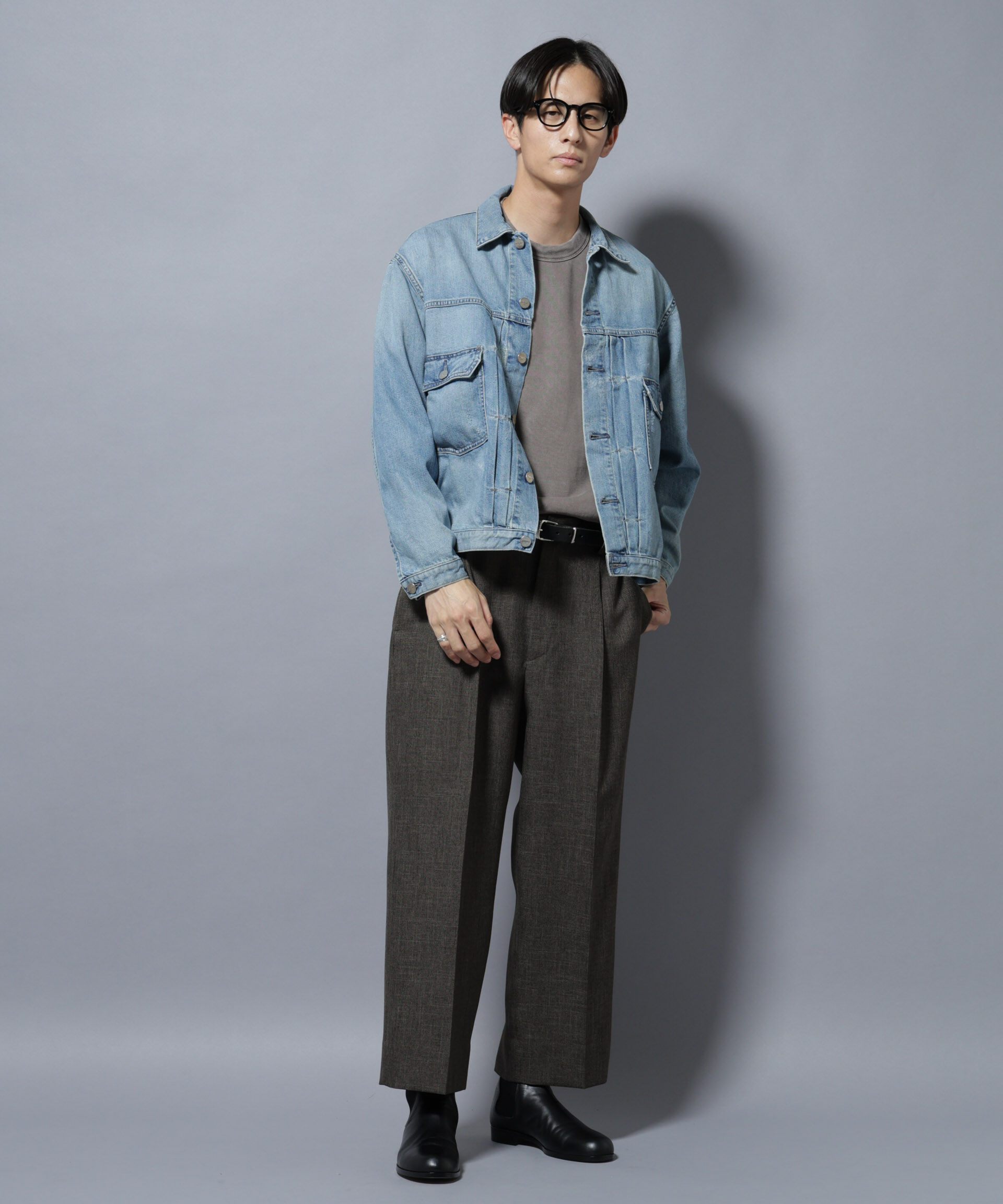 nano･universe「AUTHENコラボ SILKNIZED DENIM トラッカージャケット(セットアップ可)」|ブルゾン・スタジャン|