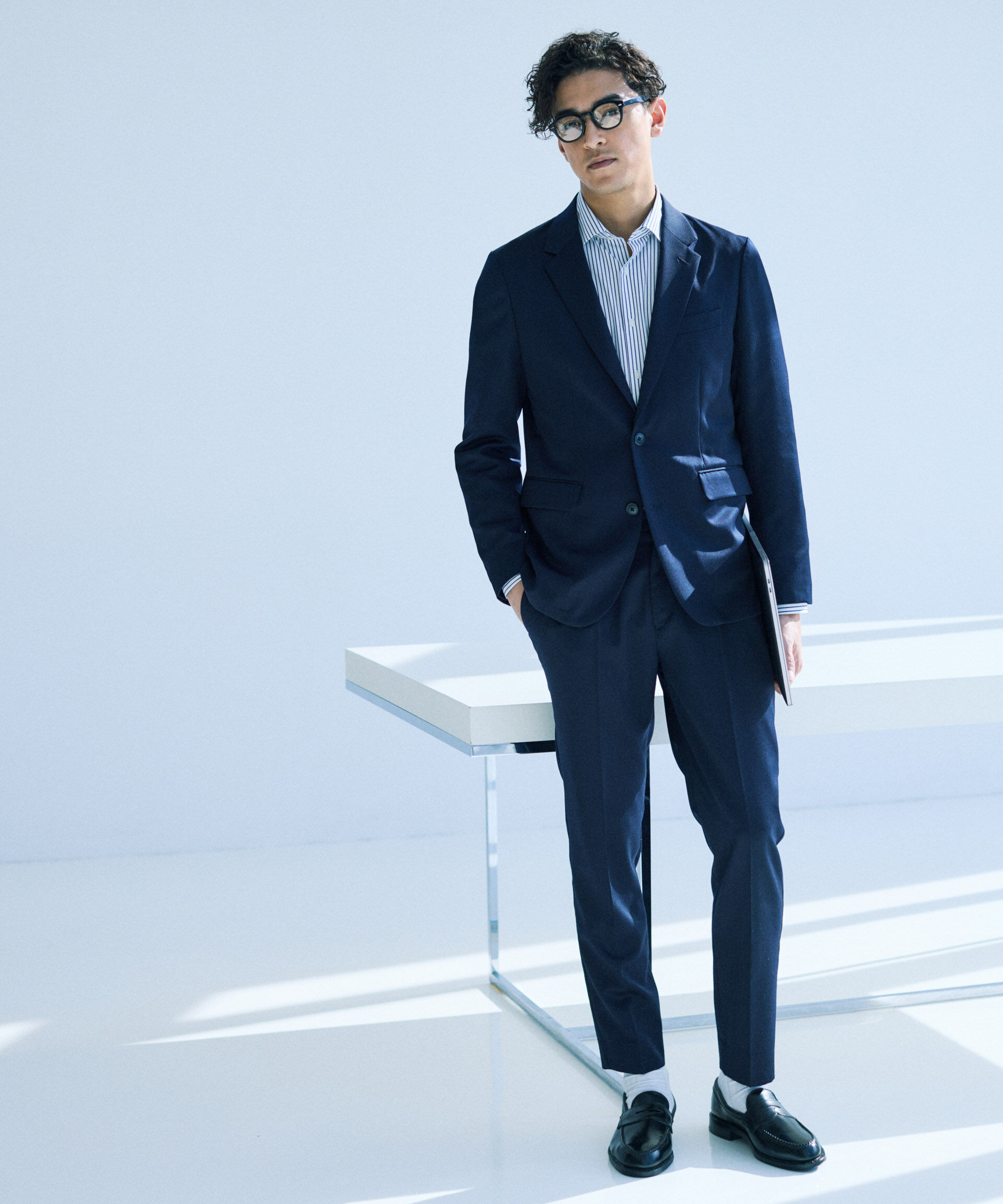 nano･universe「｢Damerino｣ExtrafineWoolmix ベネセットアップストレッチ」|スーツ|ネイビー