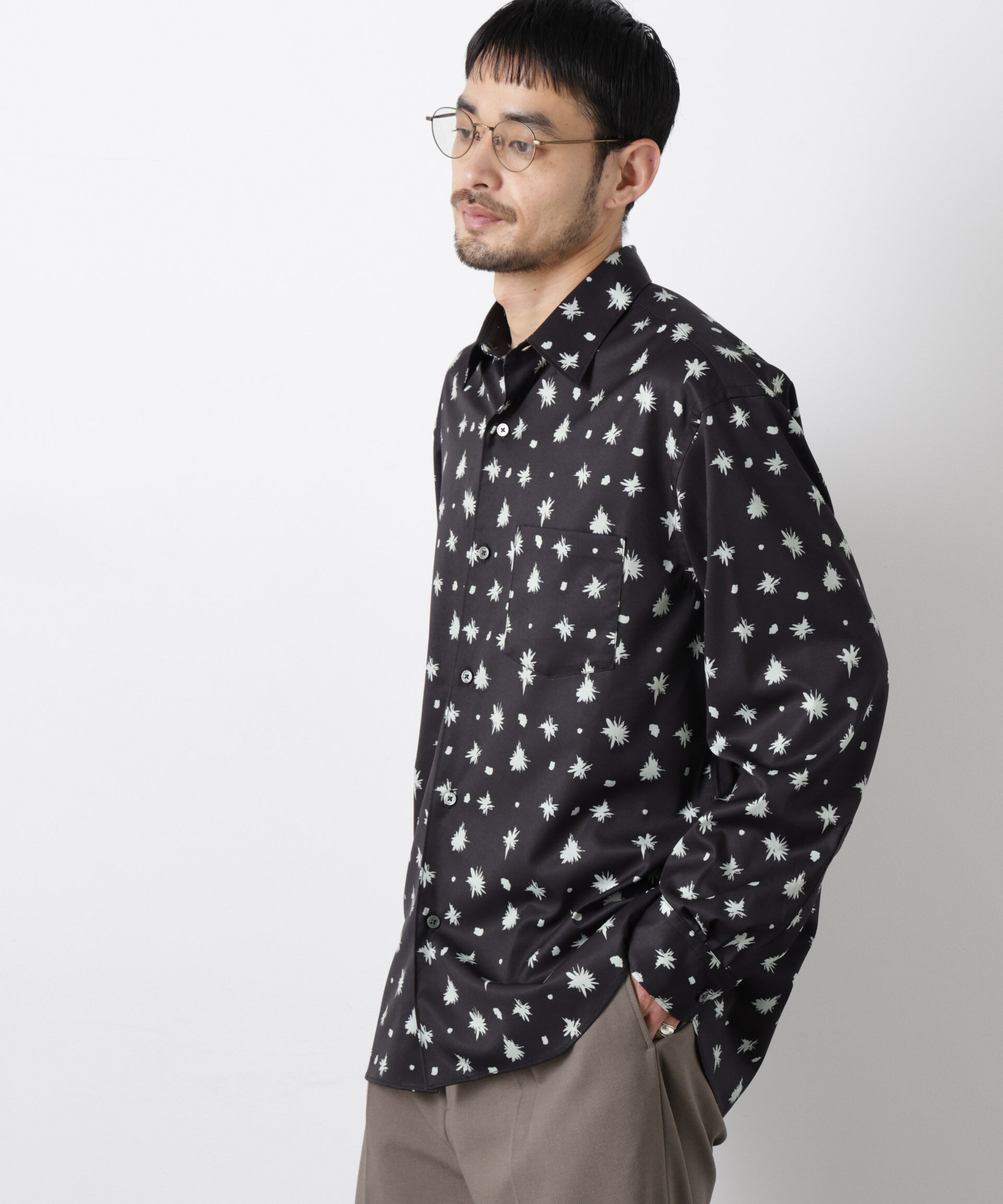 NANO universe「「EDITRIAL PRINT」アートフラワーシャツ」|シャツ・ブラウス|