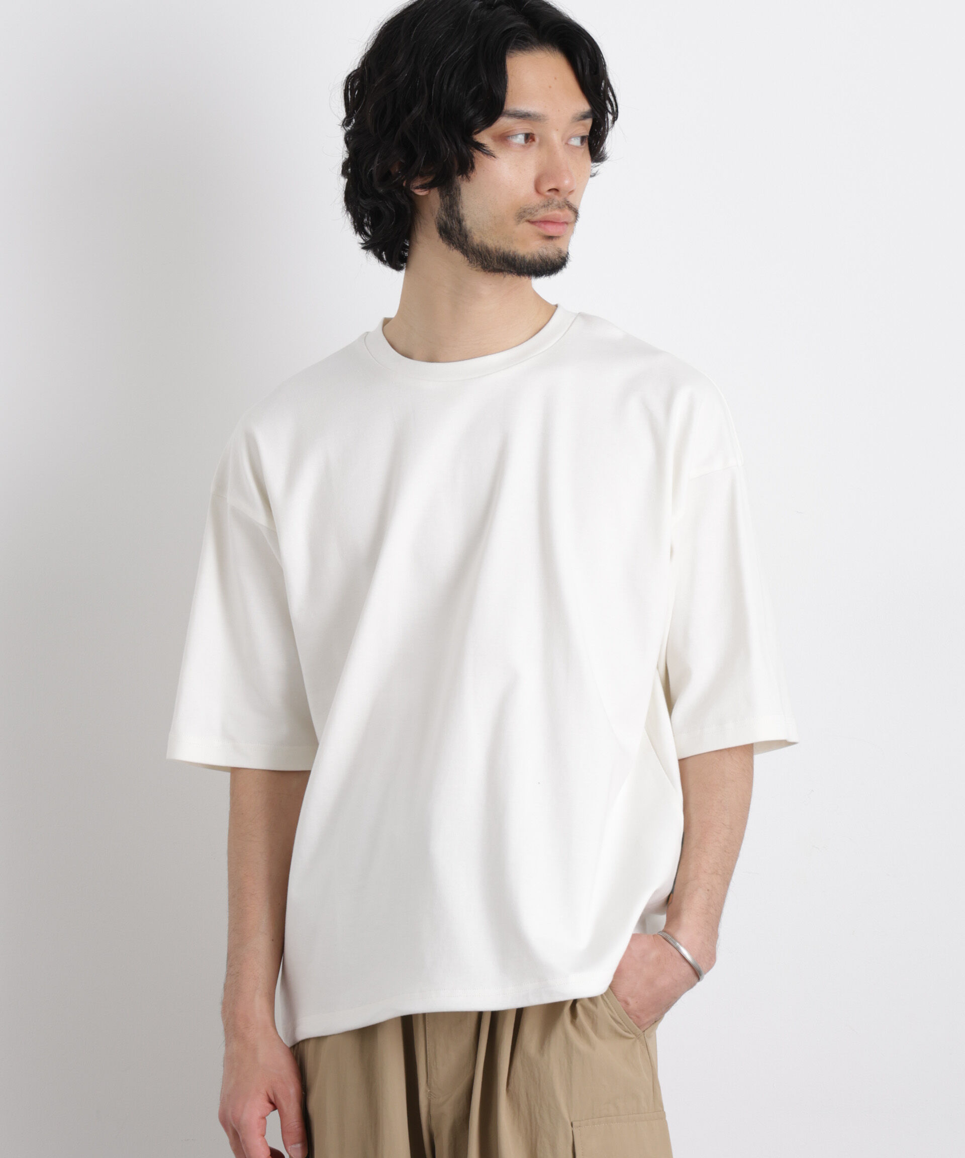 NANO universe「ワイドダンボール Tシャツ 半袖」|Tシャツ・カットソー|ホワイト