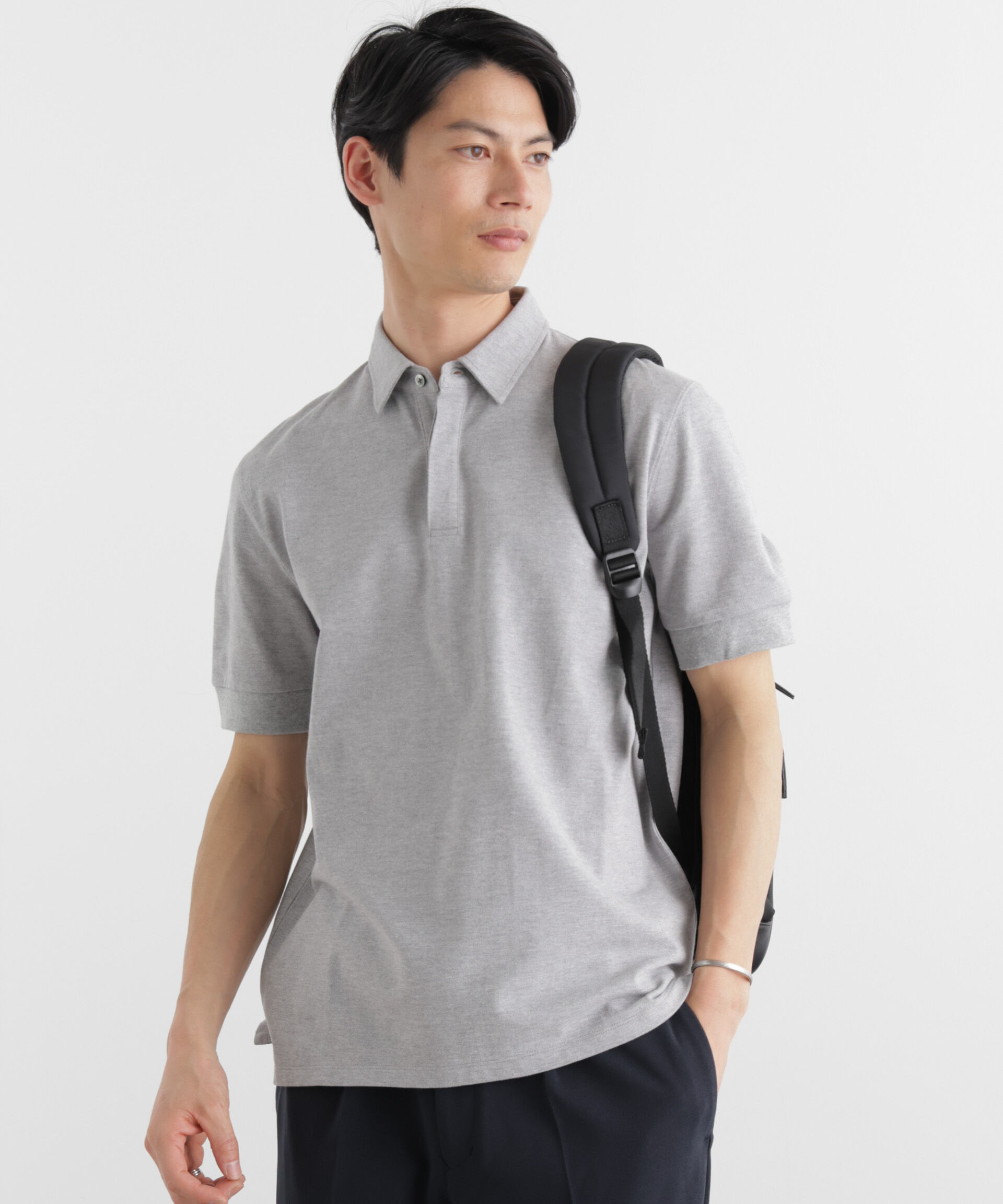 NANO universe「Anti Soaked(R) 汗染み防止 比翼ポロシャツ」|Tシャツ・カットソー|トップグレー4