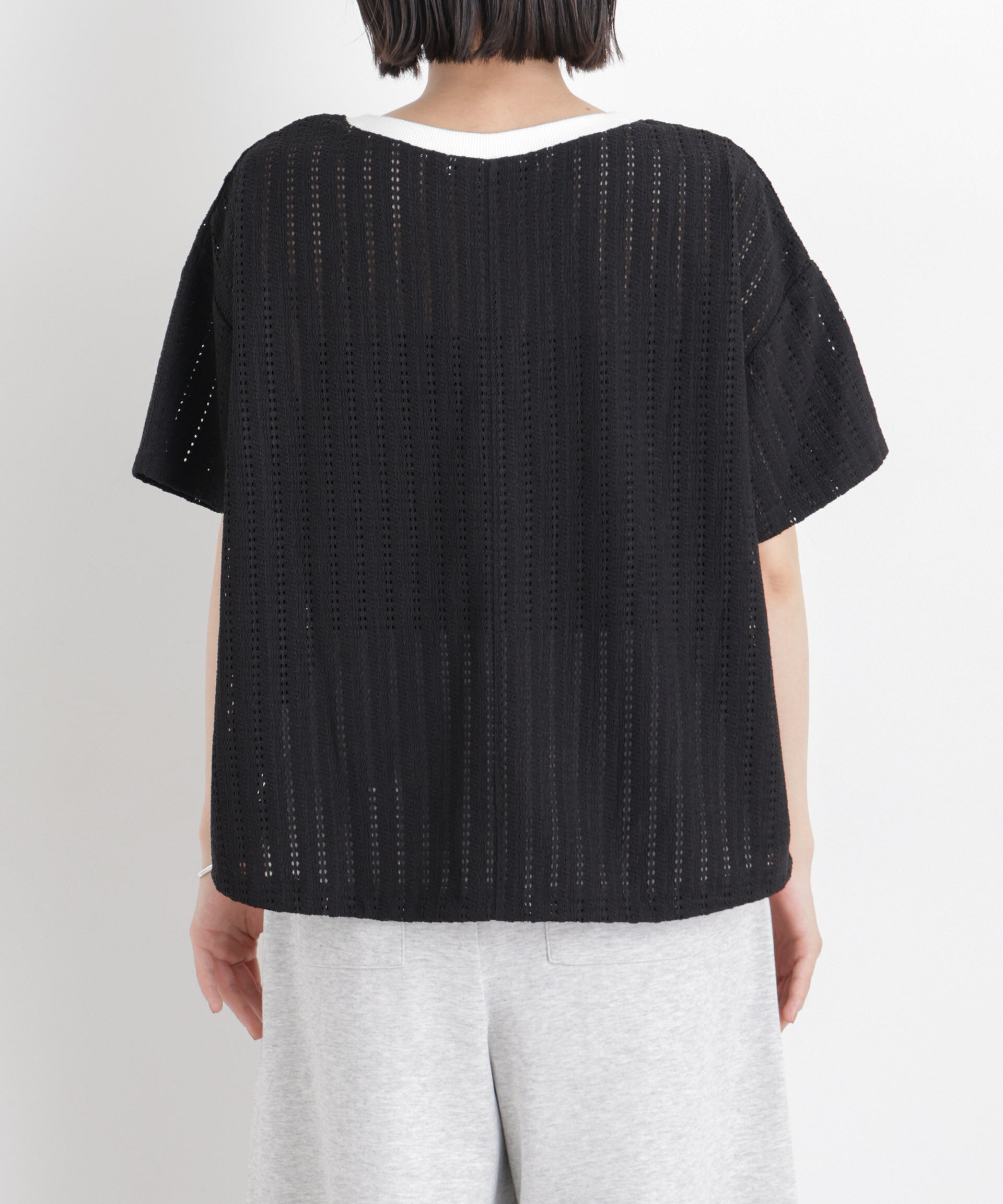 NANO universe「カットジャガードドロストヘムトップス」|Tシャツ・カットソー|