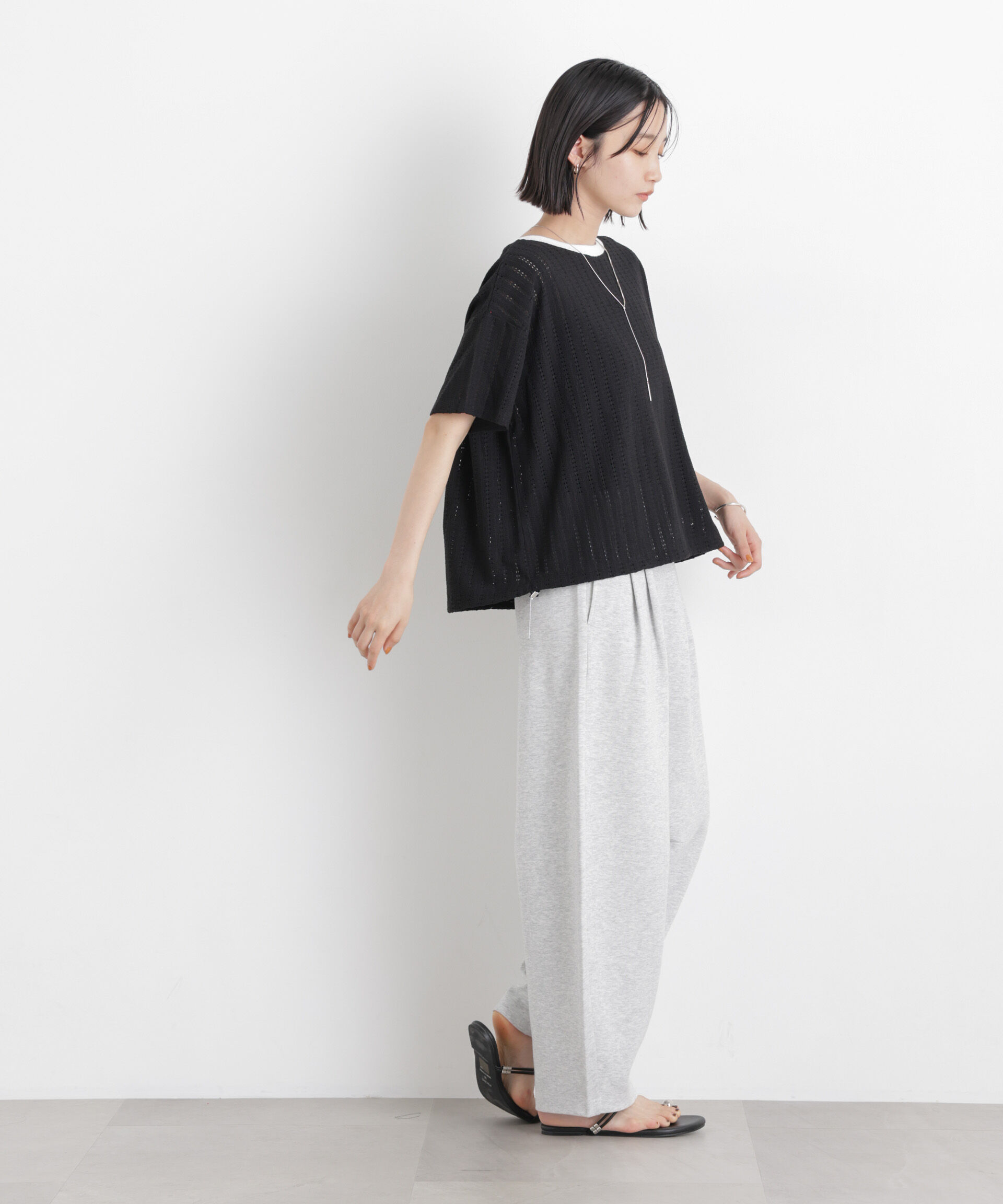 NANO universe「カットジャガードドロストヘムトップス」|Tシャツ・カットソー|