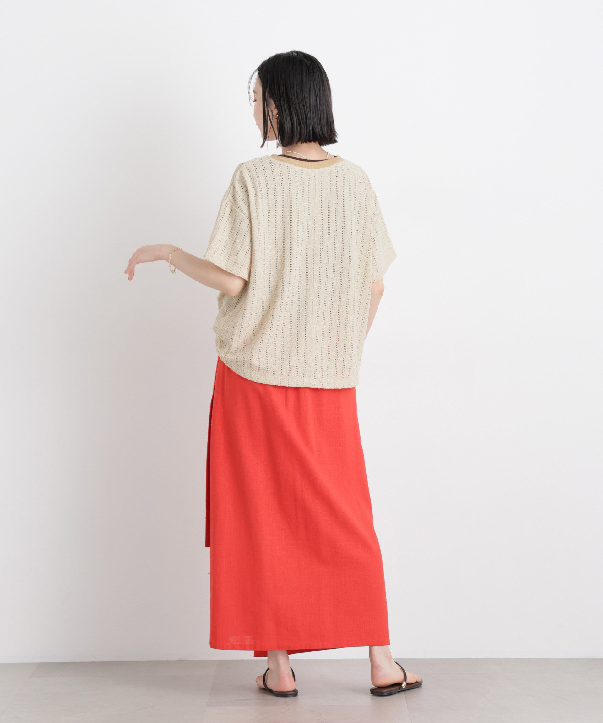 NANO universe「カットジャガードドロストヘムトップス」|Tシャツ・カットソー|