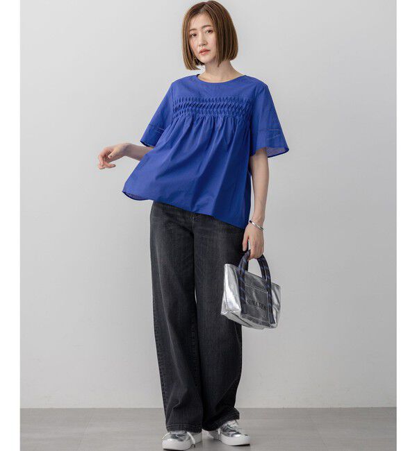 23区「【WEB&一部店舗限定】コットンローン ピンタック フレア ブラウス」|シャツ・ブラウス|