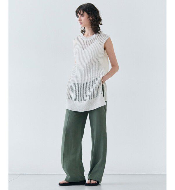 BEIGE,「【洗える】ALOE / コットンメッシュオーガンジーノースリーブニット」|ニット・セーター|
