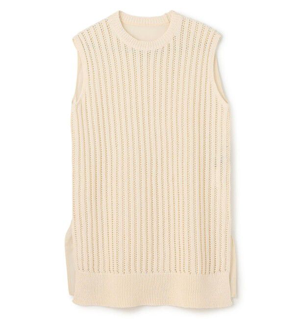 BEIGE,「【洗える】ALOE / コットンメッシュオーガンジーノースリーブニット」|ニット・セーター|