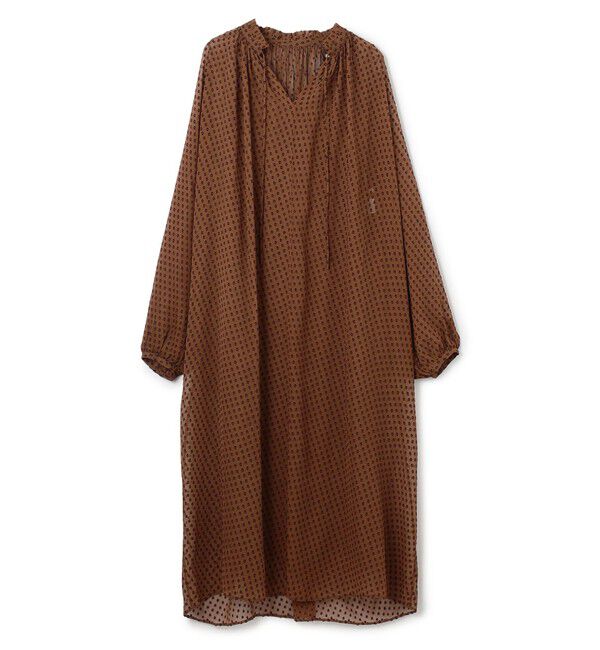 BEIGE,「CALLERRY / シルク混ドットギャザーワンピース」|ワンピース|