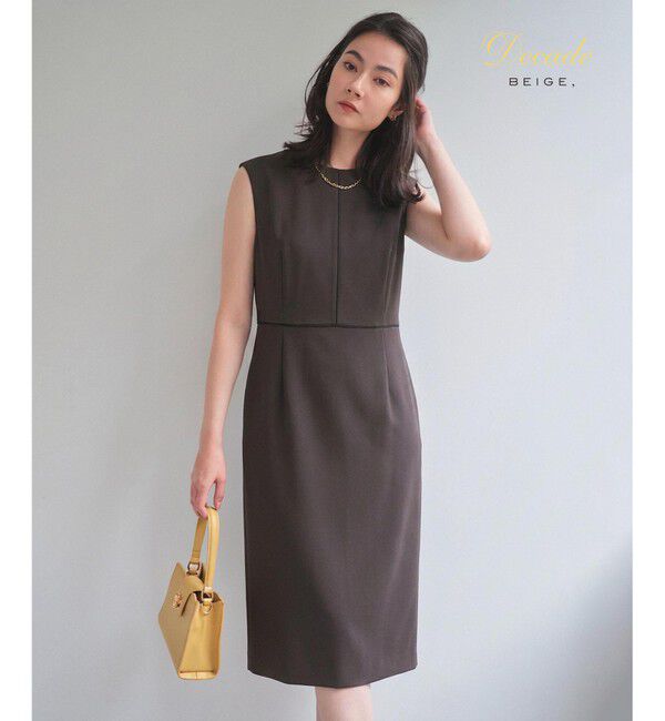 BEIGE,「【セットアップ対応】CINDY / 配色ライン クルーネックドレス」|ワンピース|Brown &times;Black