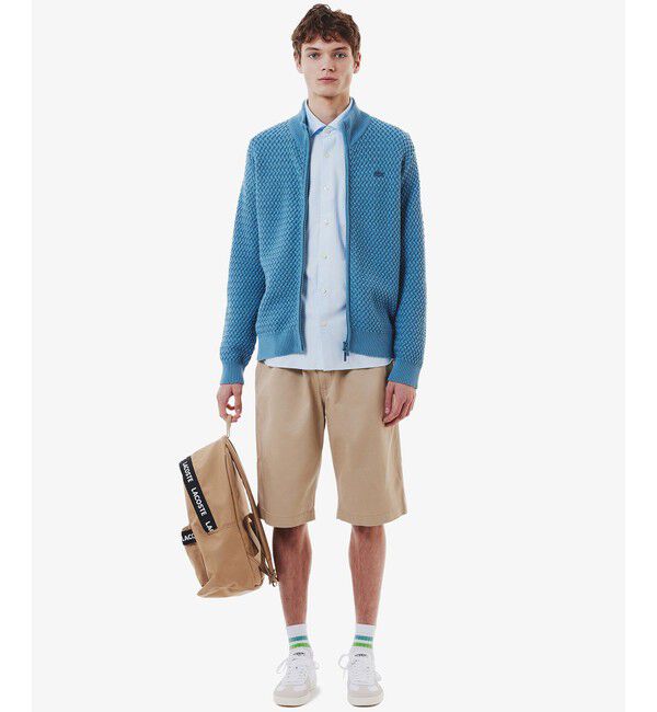 LACOSTE「消臭 速乾 UVカット コットン&times;リサイクルポリエステル ストライプ 長袖レギュラーカラーシャツ」|シャツ・ブラウス|