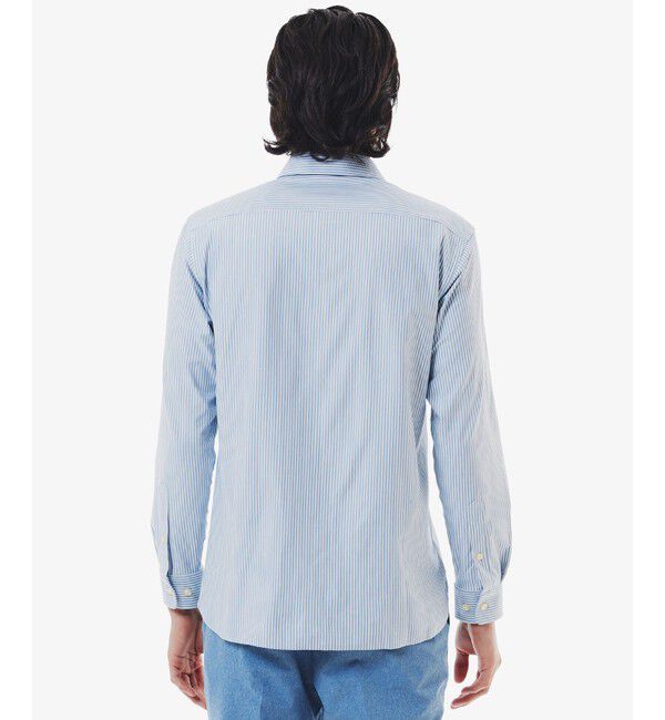 LACOSTE「消臭 速乾 UVカット コットン&times;リサイクルポリエステル ストライプ 長袖レギュラーカラーシャツ」|シャツ・ブラウス|