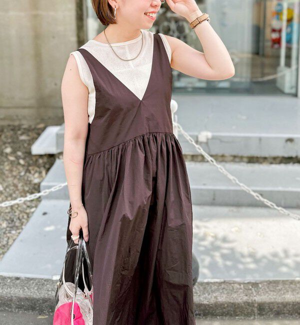 NOLLEY'S「《アンサンブル対応》シアーワッフルヘンリーノースリーブ2WAYプルオーバーカットソー」|Tシャツ・カットソー|