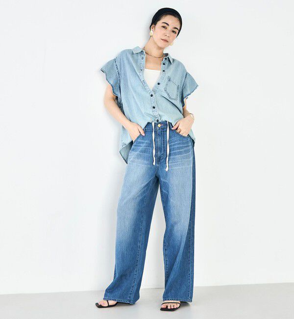 Rie Miller「【RM denim】ラッフルスリーブデニムブラウス」|シャツ・ブラウス|