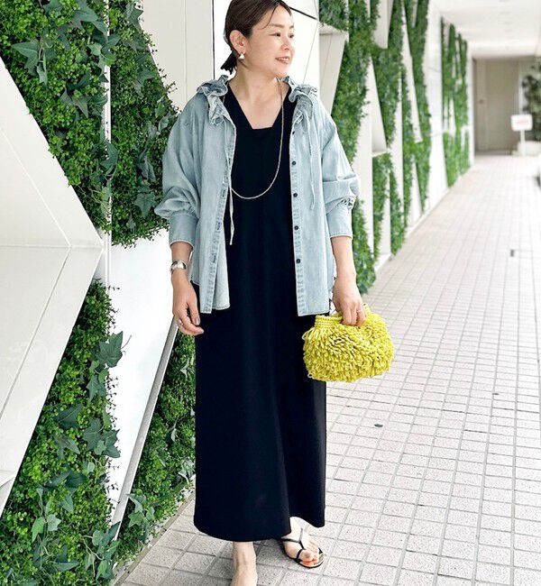 Rie Miller「【RM denim】フリルギャザーデニムブラウス」|シャツ・ブラウス|