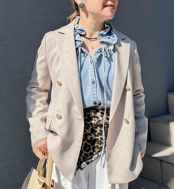 Rie Miller「【RM denim】フリルギャザーデニムブラウス」|シャツ・ブラウス|