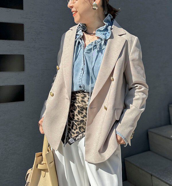 Rie Miller「【RM denim】フリルギャザーデニムブラウス」|シャツ・ブラウス|