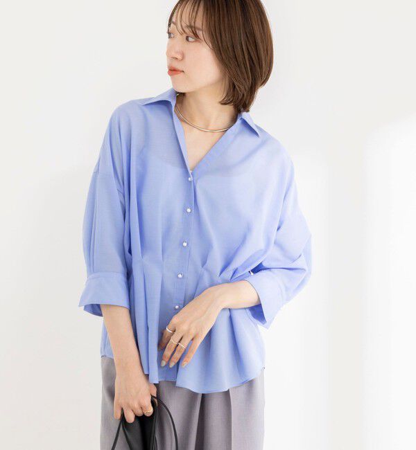NOLLEY'S「《接触冷感》【BECシリーズ】ウォッシャブルシアースキッパータック半袖ブラウス」|シャツ・ブラウス|