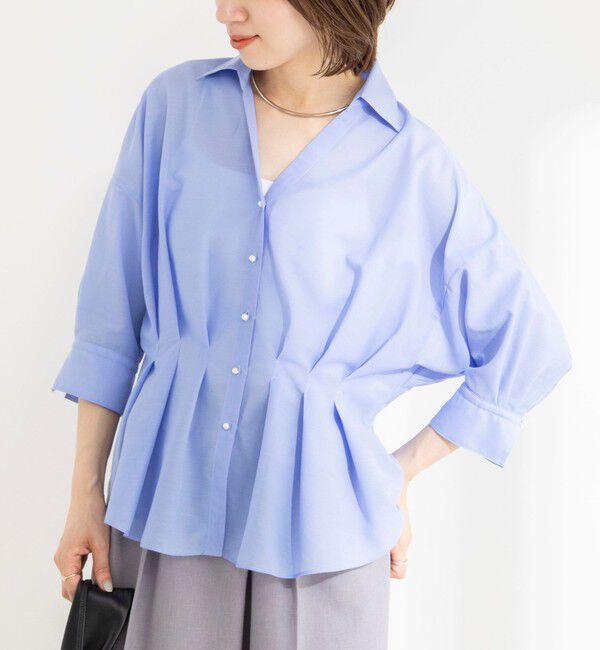 NOLLEY'S「《接触冷感》【BECシリーズ】ウォッシャブルシアースキッパータック半袖ブラウス」|シャツ・ブラウス|