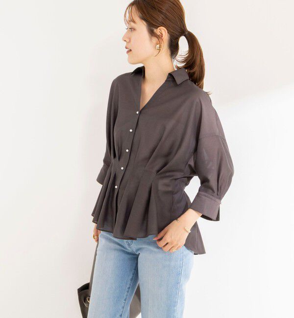 NOLLEY'S「《接触冷感》【BECシリーズ】ウォッシャブルシアースキッパータック半袖ブラウス」|シャツ・ブラウス|