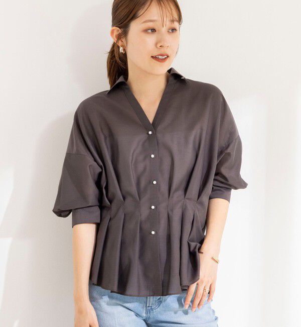 NOLLEY'S「《接触冷感》【BECシリーズ】ウォッシャブルシアースキッパータック半袖ブラウス」|シャツ・ブラウス|