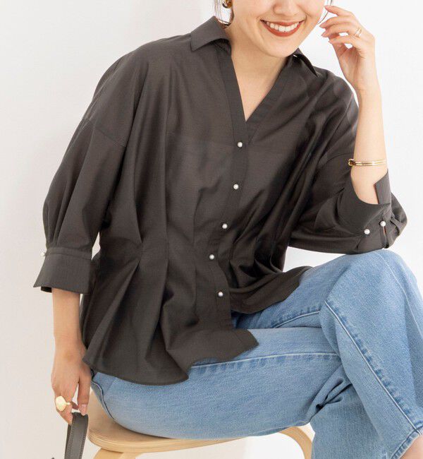 NOLLEY'S「《接触冷感》【BECシリーズ】ウォッシャブルシアースキッパータック半袖ブラウス」|シャツ・ブラウス|