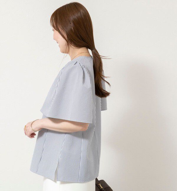 NOLLEY'S sophi「ウォッシャブルサッカーフレアスリーブシャツブラウス」|シャツ・ブラウス|