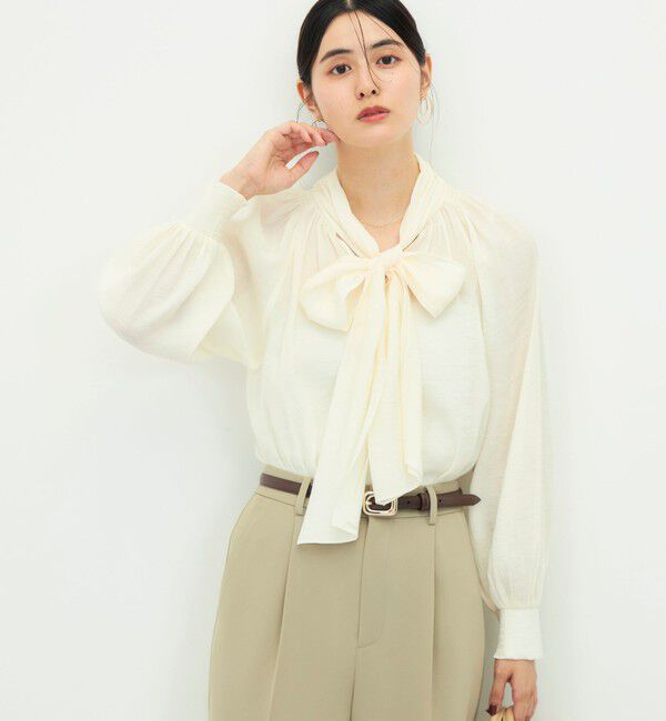 NOLLEY'S sophi「ウォッシャブルビンテージオーガンジーボウタイブラウス」|シャツ・ブラウス|