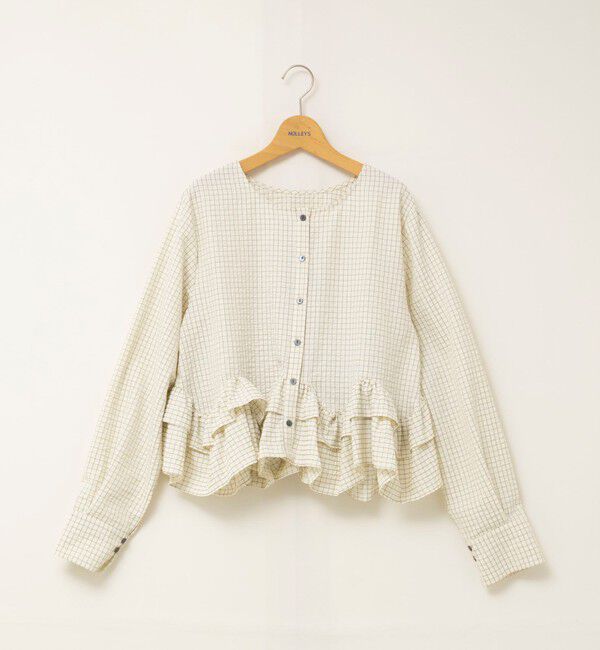 NOLLEY'S「【WEB限定】ウォッシャブル2WAYチェックペプラムフリルブラウス」|シャツ・ブラウス|