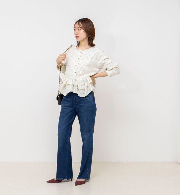 NOLLEY'S「【WEB限定】ウォッシャブル2WAYチェックペプラムフリルブラウス」|シャツ・ブラウス|