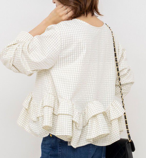 NOLLEY'S「【WEB限定】ウォッシャブル2WAYチェックペプラムフリルブラウス」|シャツ・ブラウス|