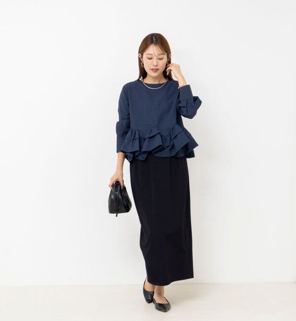 NOLLEY'S「【WEB限定】ウォッシャブル2WAYチェックペプラムフリルブラウス」|シャツ・ブラウス|