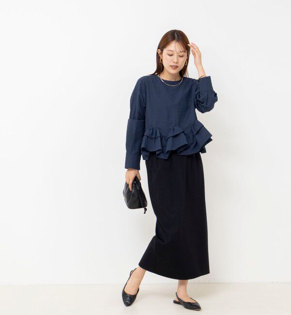 NOLLEY'S「【WEB限定】ウォッシャブル2WAYチェックペプラムフリルブラウス」|シャツ・ブラウス|