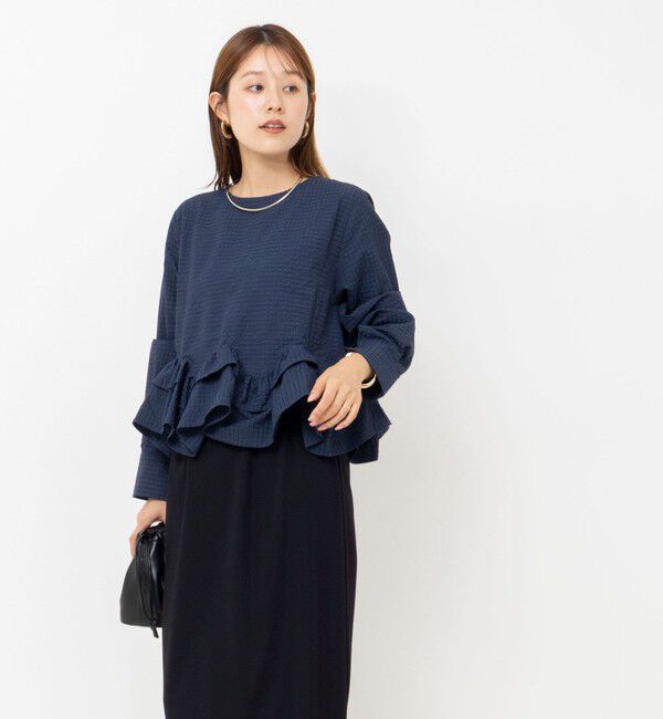 NOLLEY'S「【WEB限定】ウォッシャブル2WAYチェックペプラムフリルブラウス」|シャツ・ブラウス|