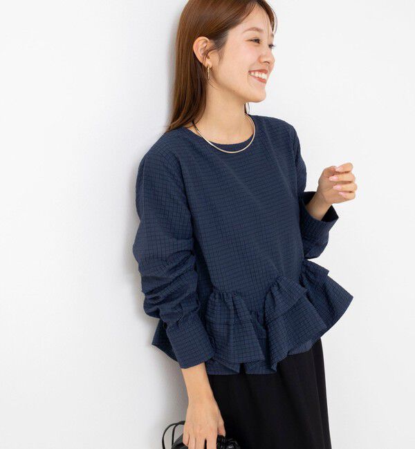 NOLLEY'S「【WEB限定】ウォッシャブル2WAYチェックペプラムフリルブラウス」|シャツ・ブラウス|