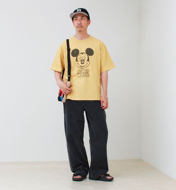 GLOSTER「【前後で映える】ミッキーフェイス＆ロゴプリントT」|Tシャツ・カットソー|